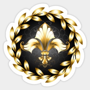 Gold Fleur De Lis with Laurel Wreath Sticker